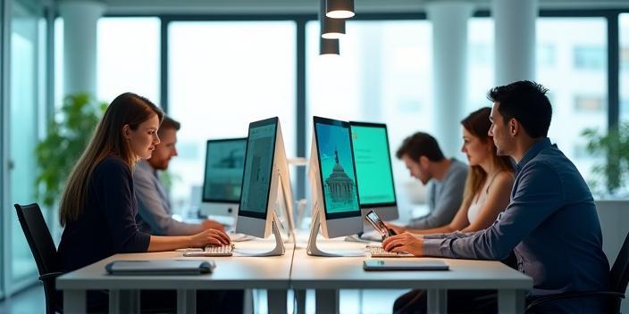 Il team di ReteViva Telecom al lavoro in ufficio su progetti tecnologici