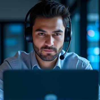 Tecnico specializzato di ReteViva Telecom che offre assistenza da remoto